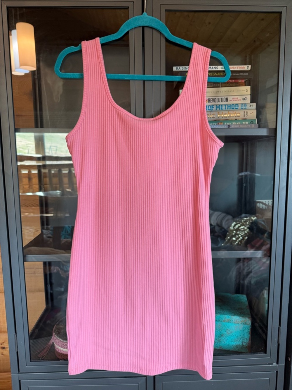 Pink Ribbed Mini Dress - Sleeveless Tank Style - Picture 2 of 3